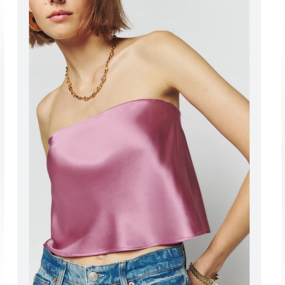 NWT Reformation Spritz Silk Top In Sugar Plum